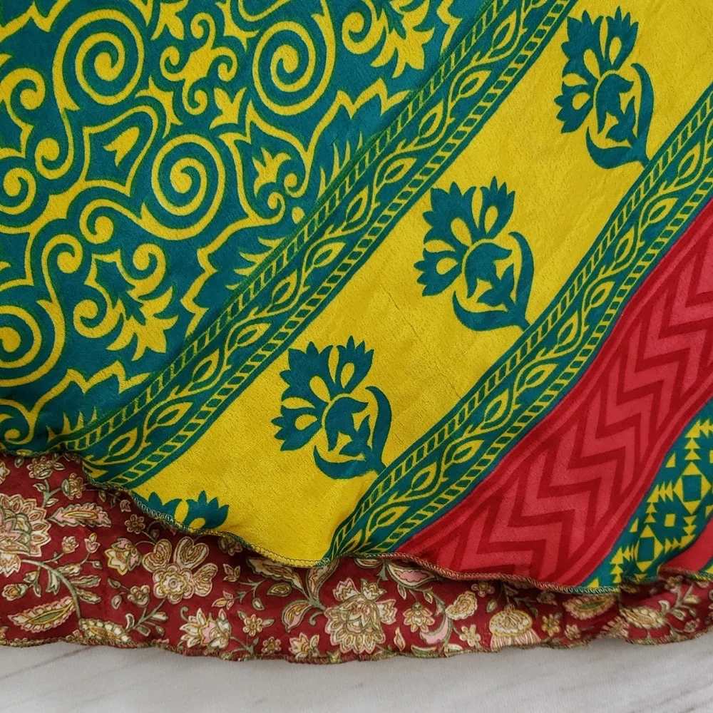 Darn Good Yarn Sari Silk Wrap Skirt Ankle Goddess - Picture 8 of 16